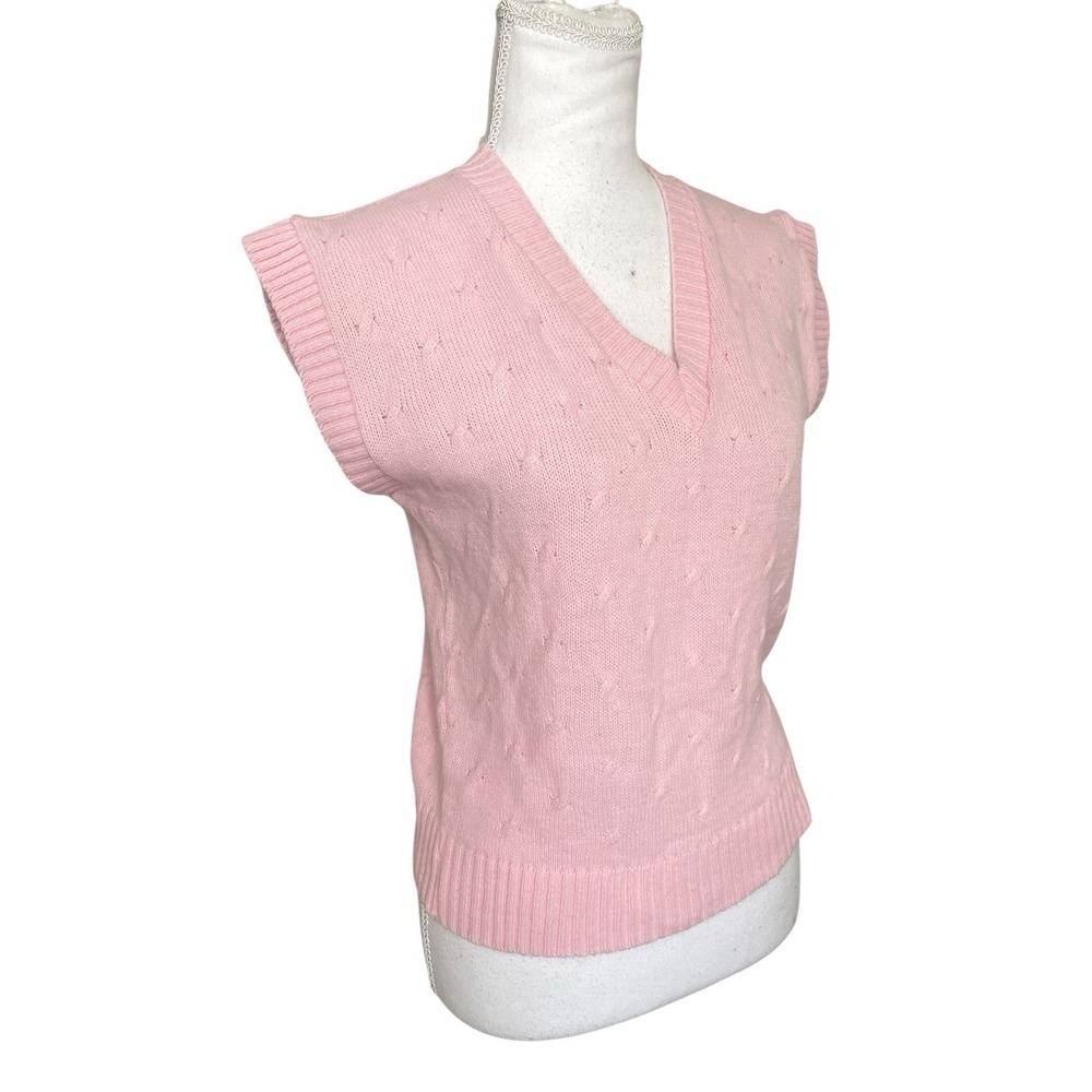 Women's Vintage Honors Pink Sweater Vest Sz M 80s Made In USA Preppy‎ Academia - Picture 6 of 11